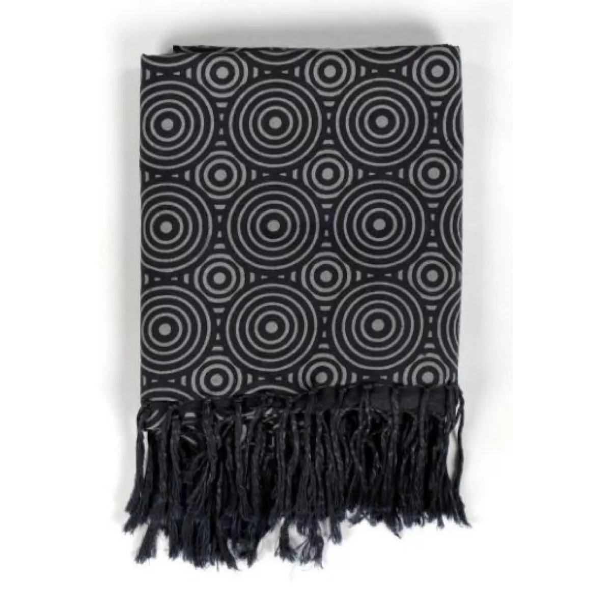 Cheche foulard formes psychedeliques noir et gris Cheche foulard formes psychedeliques noir et gris