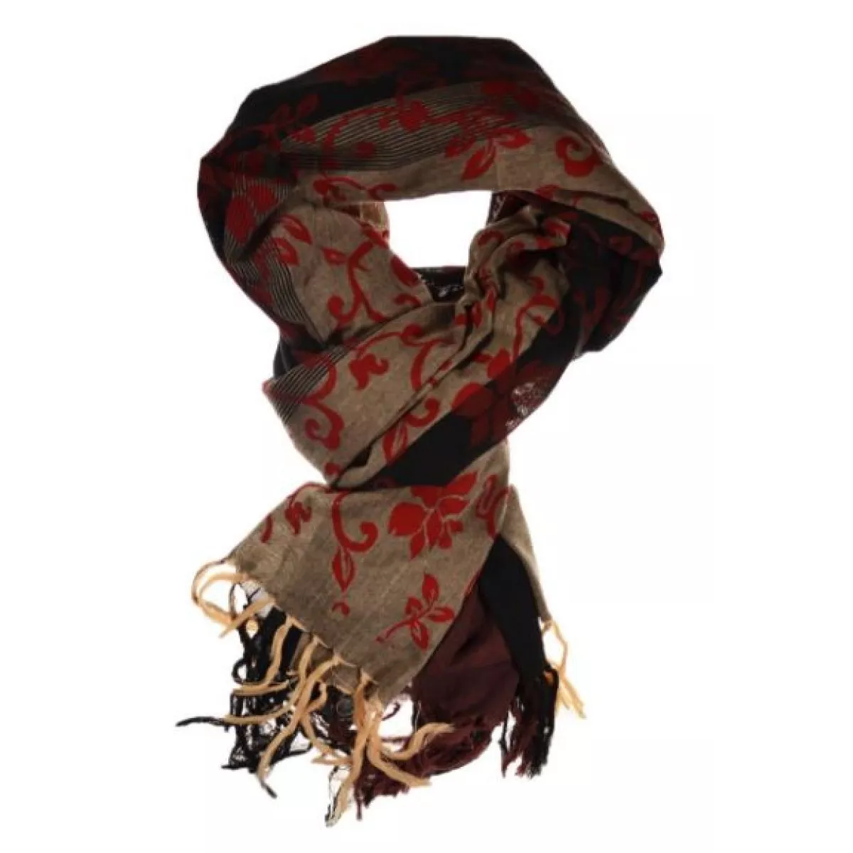 Cheche foulard noir gris fleurs royales