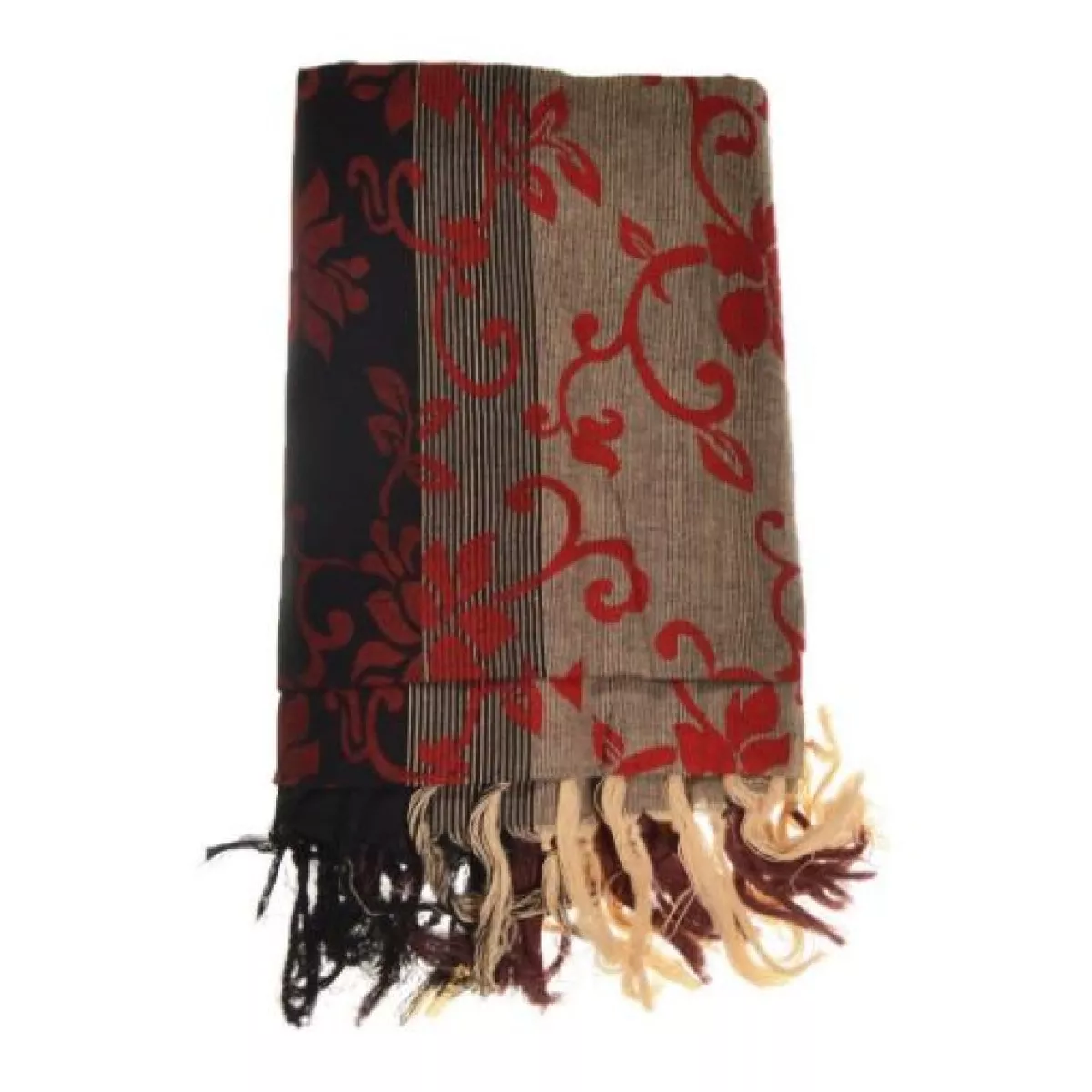 Cheche foulard noir gris fleurs royales