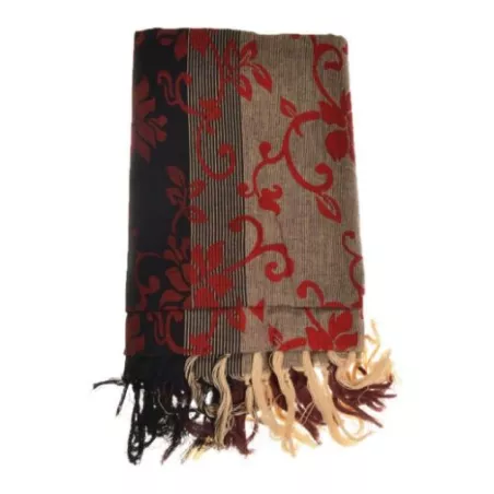 Cheche foulard noir gris fleurs royales