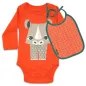 Body et bavoir coton bio rouge rhinocéros Body et bavoir coton bio rouge rhinocéros