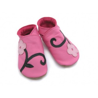 CHAUSSONS STARCHILD CUIR SOUPLE Orchidée in rose and grappe