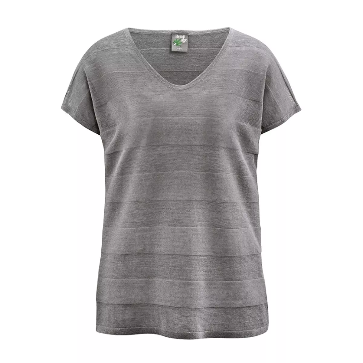 T-shirt manches courtes femme chanvre coton bio col V taupe