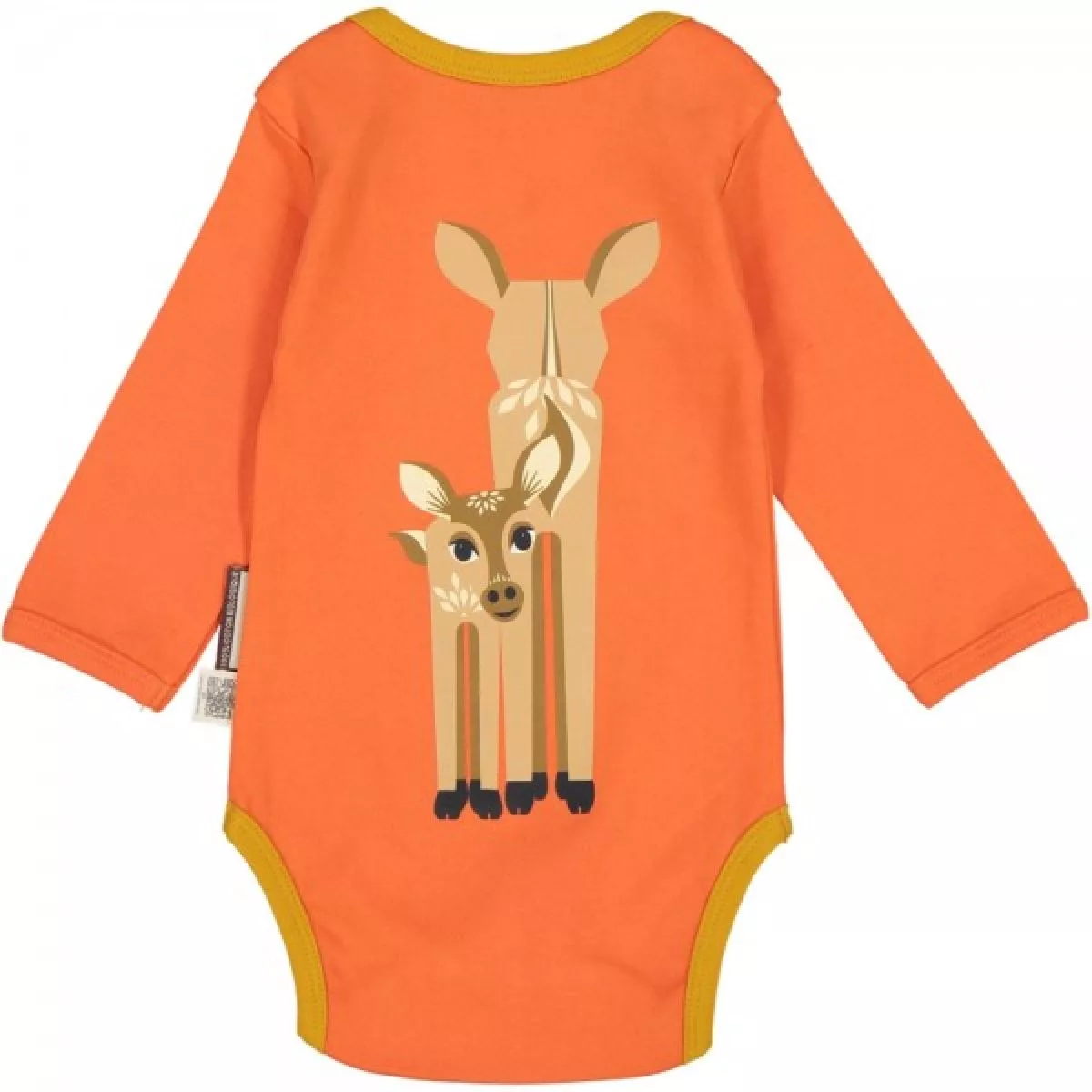 Body manches longues et bavoir coton bio biche rouge corail