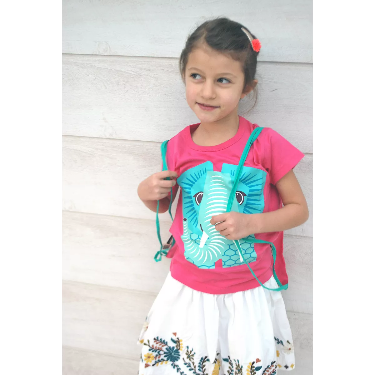 T-shirt coton bio rose Éléphant