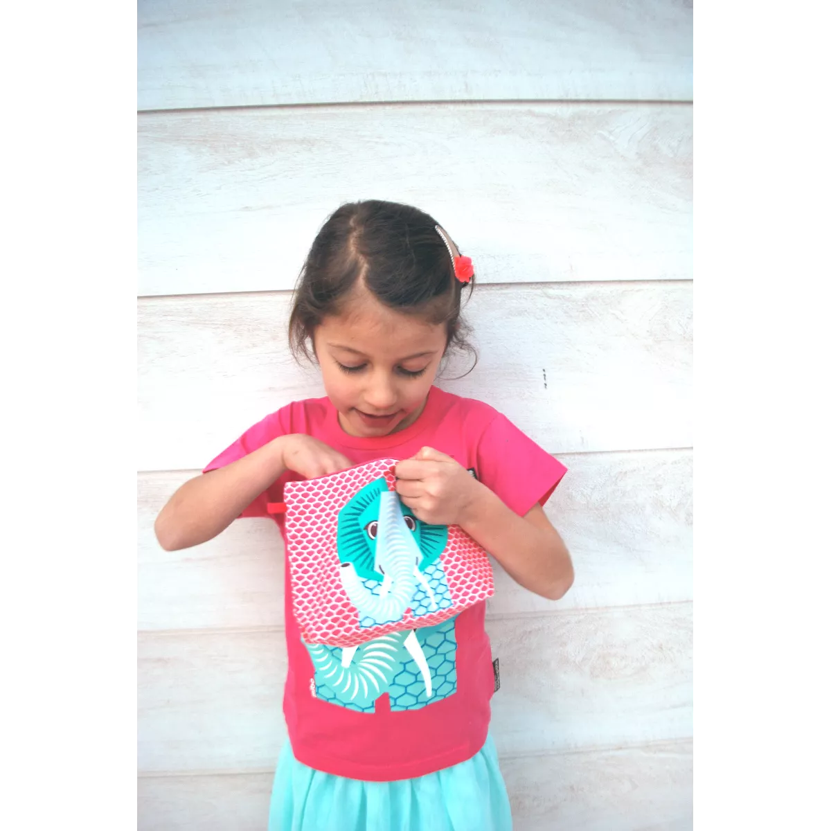 T-shirt coton bio rose Éléphant