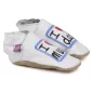 Chaussons cuir souple blanc I love