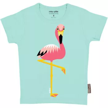 T-shirt coton bio coq en Pâte flamant rose