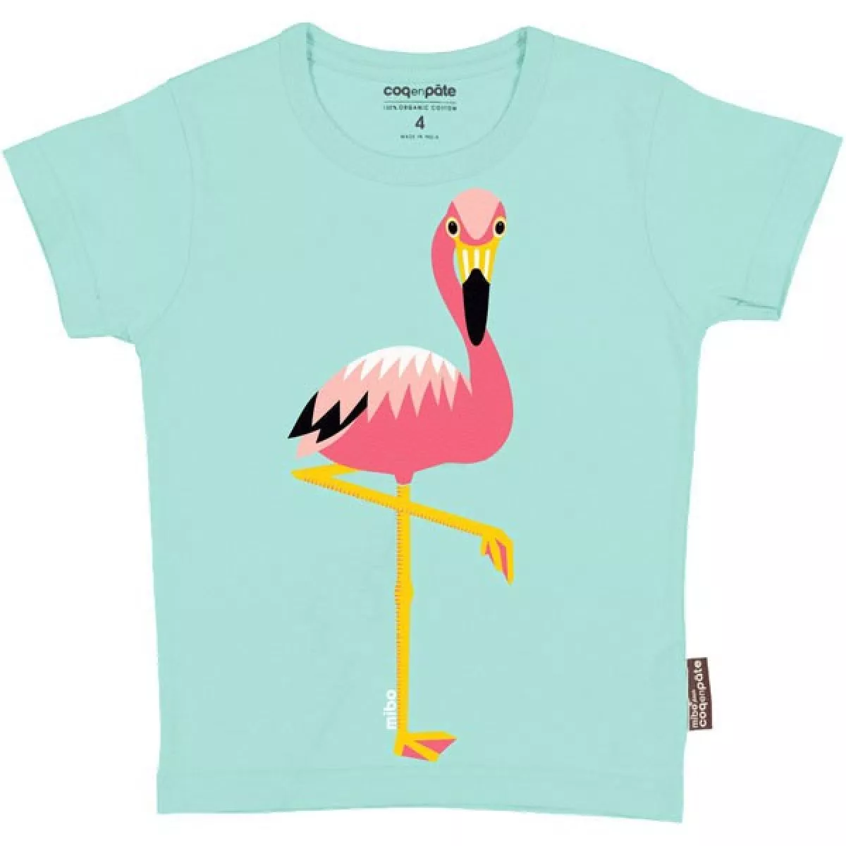 T-shirt coton bio bleu flamant rose
