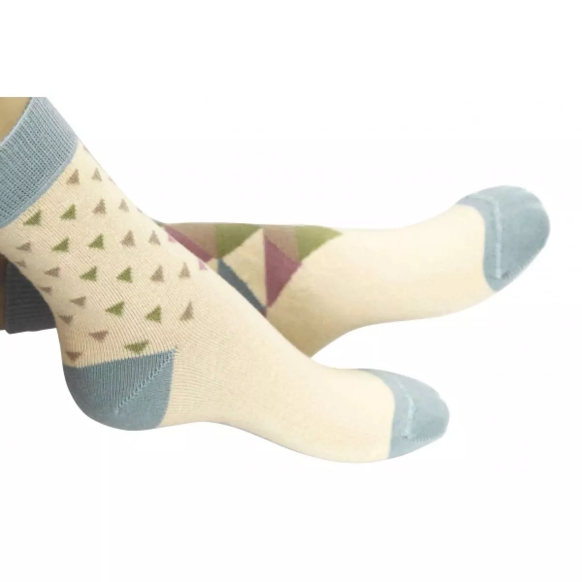 Chaussettes triangles et rayures crême