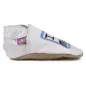Chaussons cuir souple blanc I love