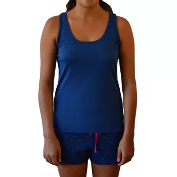 Débardeur bleu femme coton bio