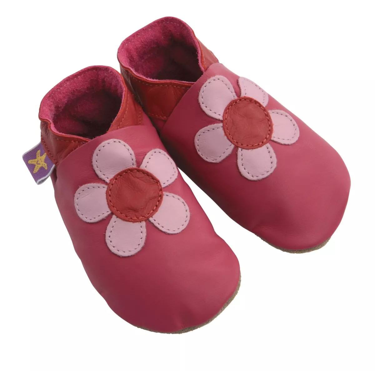 Chaussons cuir souple fushia Fleurs Poppy Chaussons cuir souple fushia Fleurs Poppy