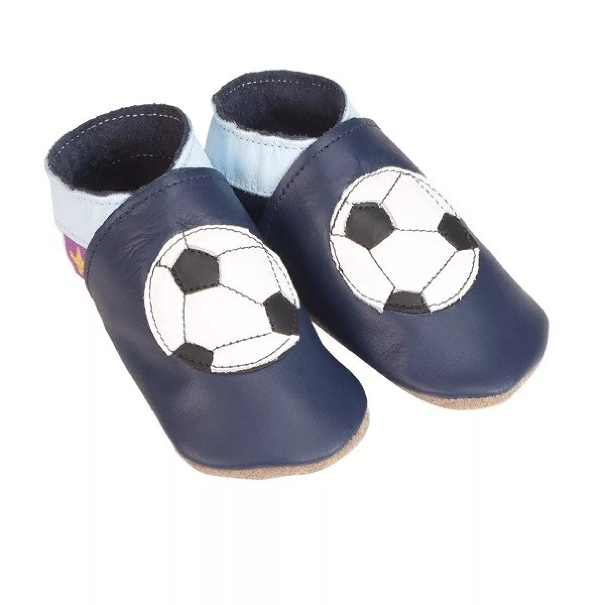 Chaussons bébé en cuir souple Soft Soles Navy Leaf Bobux - Bambinou