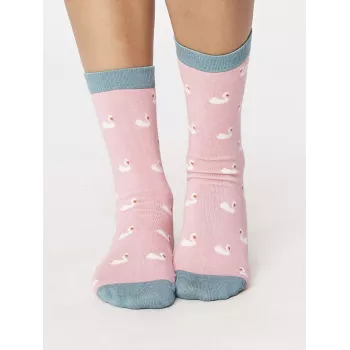 Coffret 4 paires chaussettes femme thème imprimé cygne