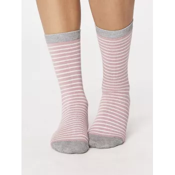 Coffret 4 paires chaussettes femme rayées rose et blanc