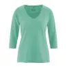 Pull col v en chanvre coton bio Raglan couleur jade