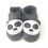 Chaussons cuir souple gris anthracite panda