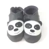 Chaussons cuir souple gris anthracite panda