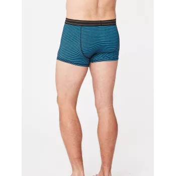 Sous vêtement homme boxer coton bio bambou bleu turquoise rayé