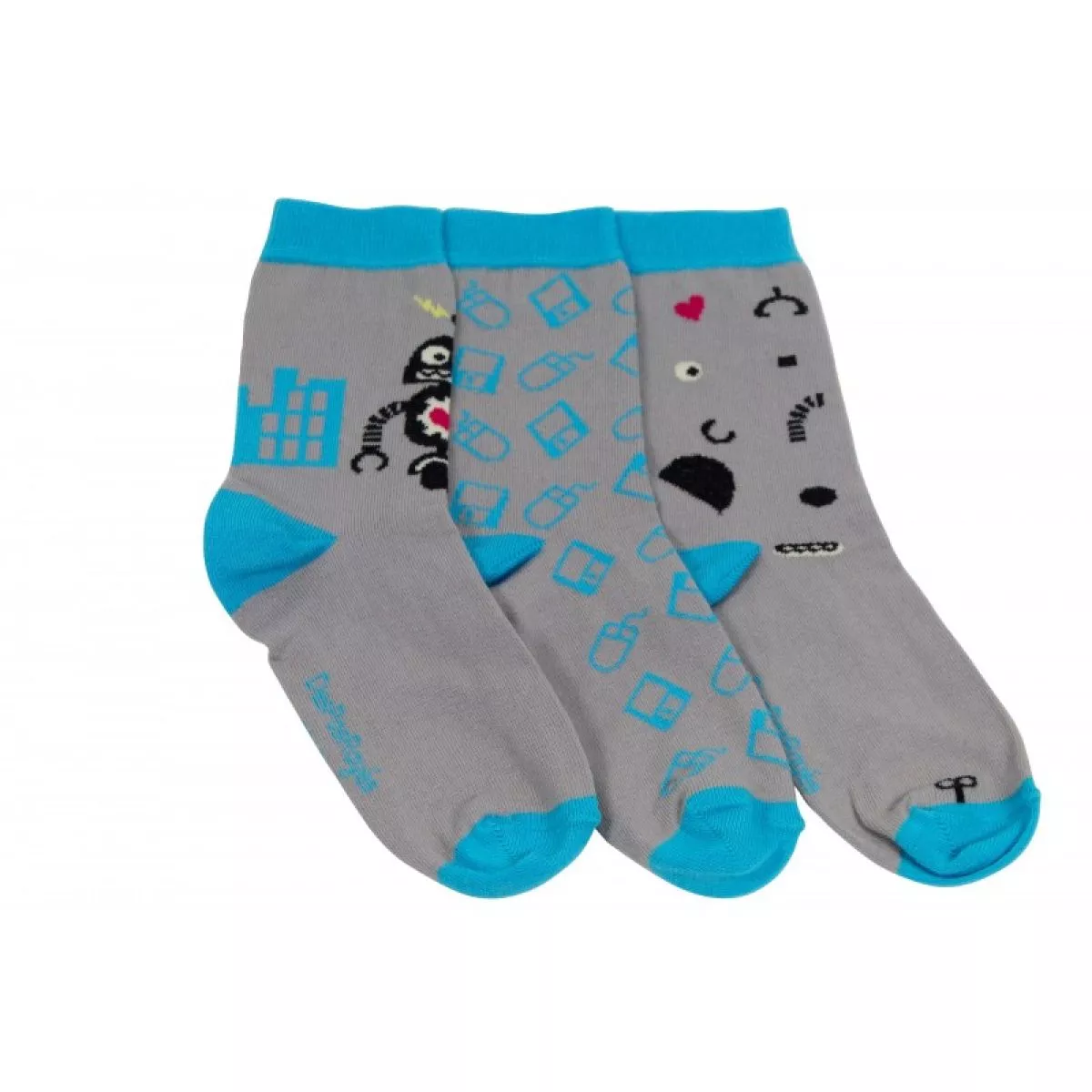 Lot de 3 chaussettes dépareillées pour enfant robot au grand coeur