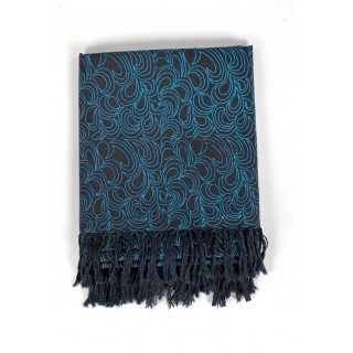 Chèche foulard noir dessin turquoise