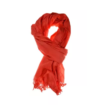 Grande echarpe unie femme corail orange