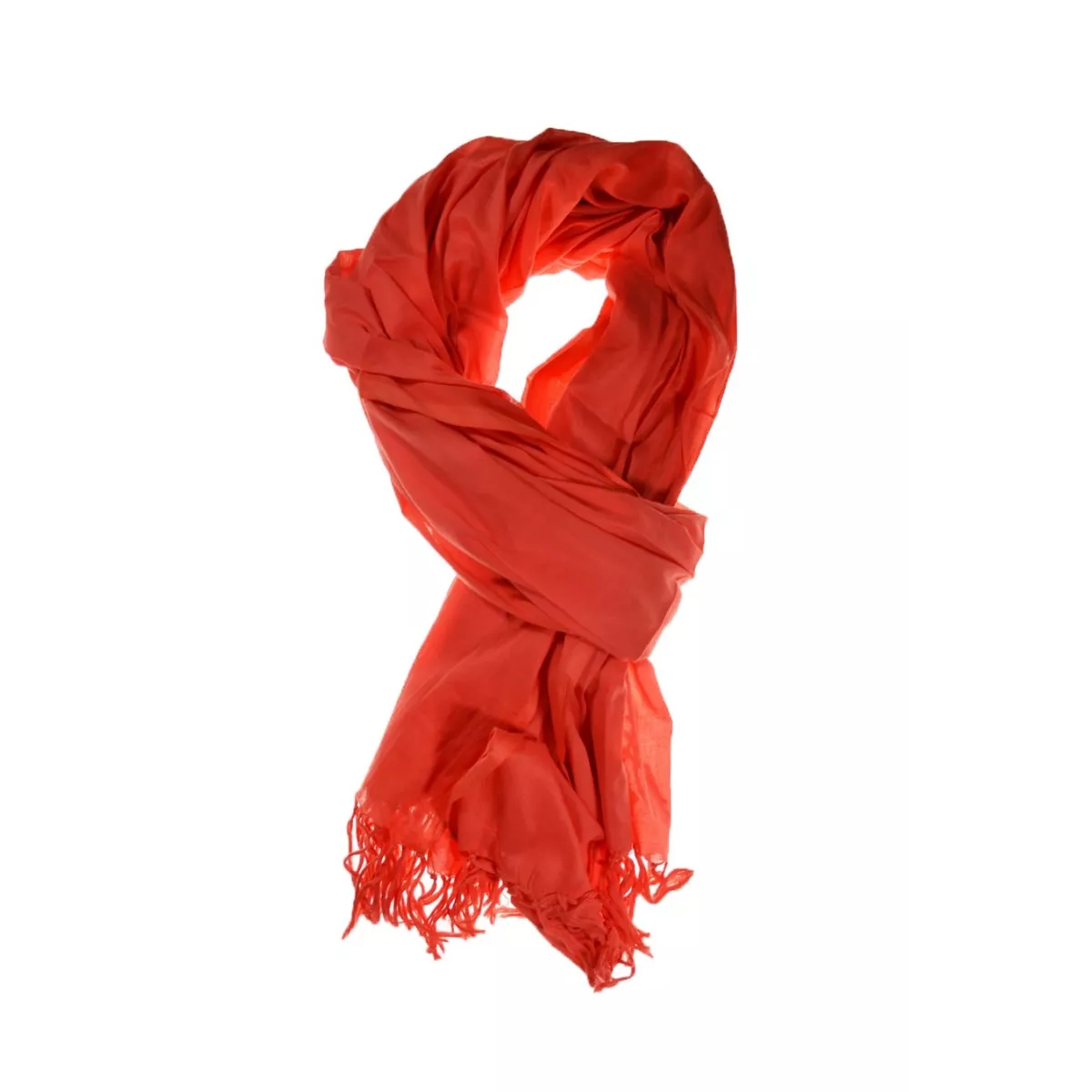 Grande echarpe unie femme corail orange