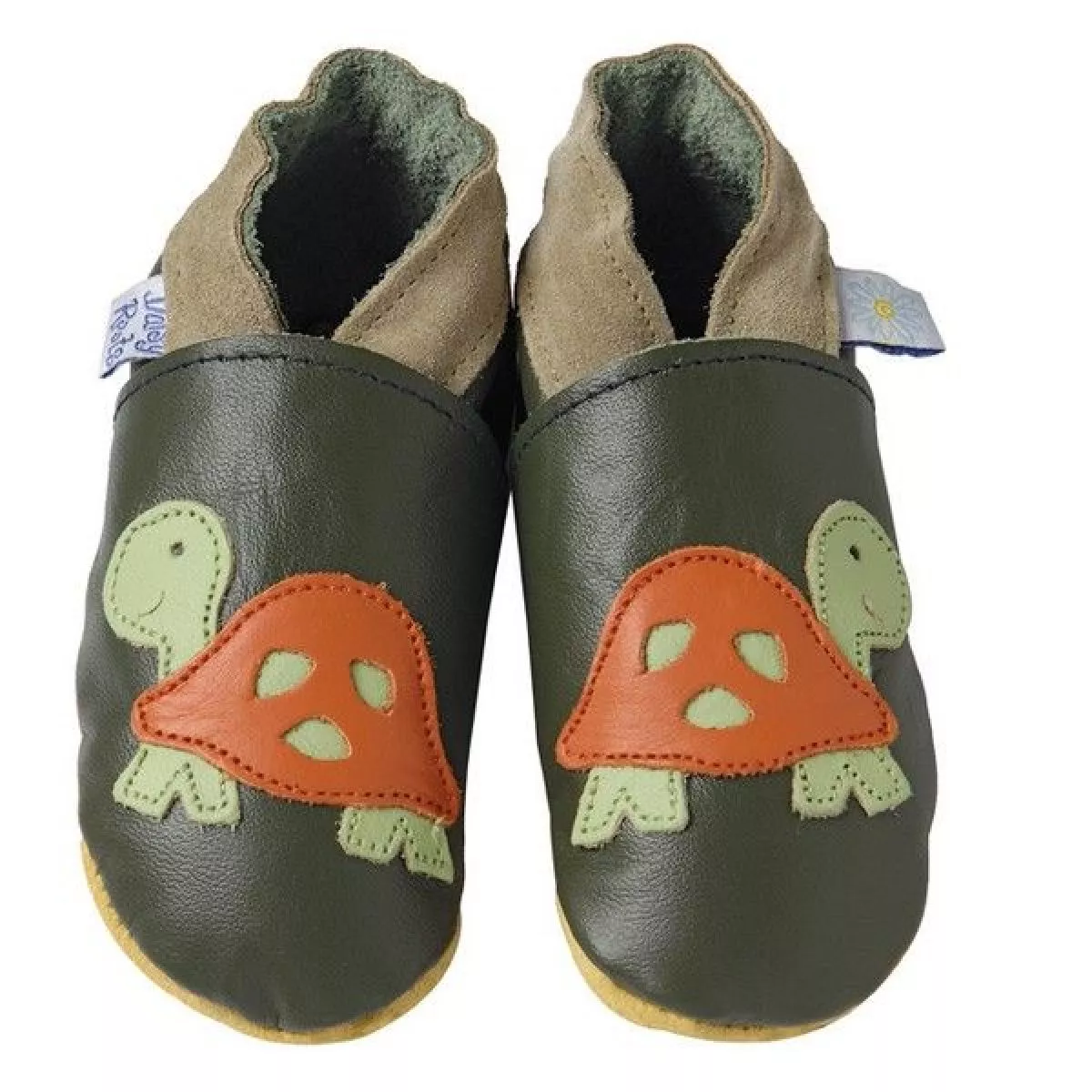 Chaussons tortues cuir souple vert foncé Daisy Roots Chaussons tortues cuir souple vert foncé Daisy Roots