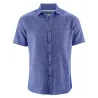 Chemise manches courtes coton bio chanvre couleur bleu cornf