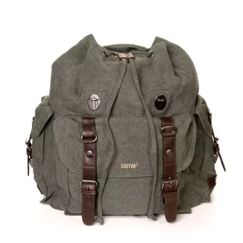 Grand sac à dos bandoulière gris chanvre coton bio