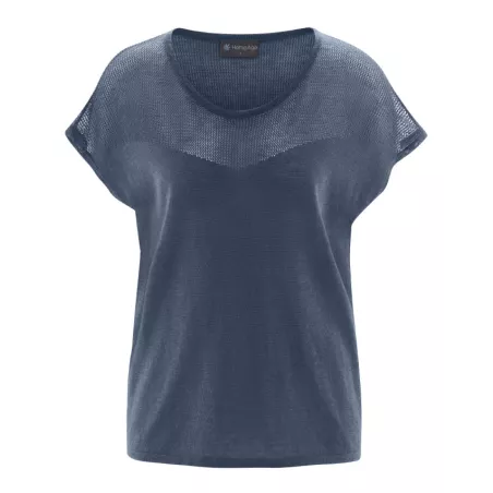Haut femme bio coton et chanvre modèle manches courtes