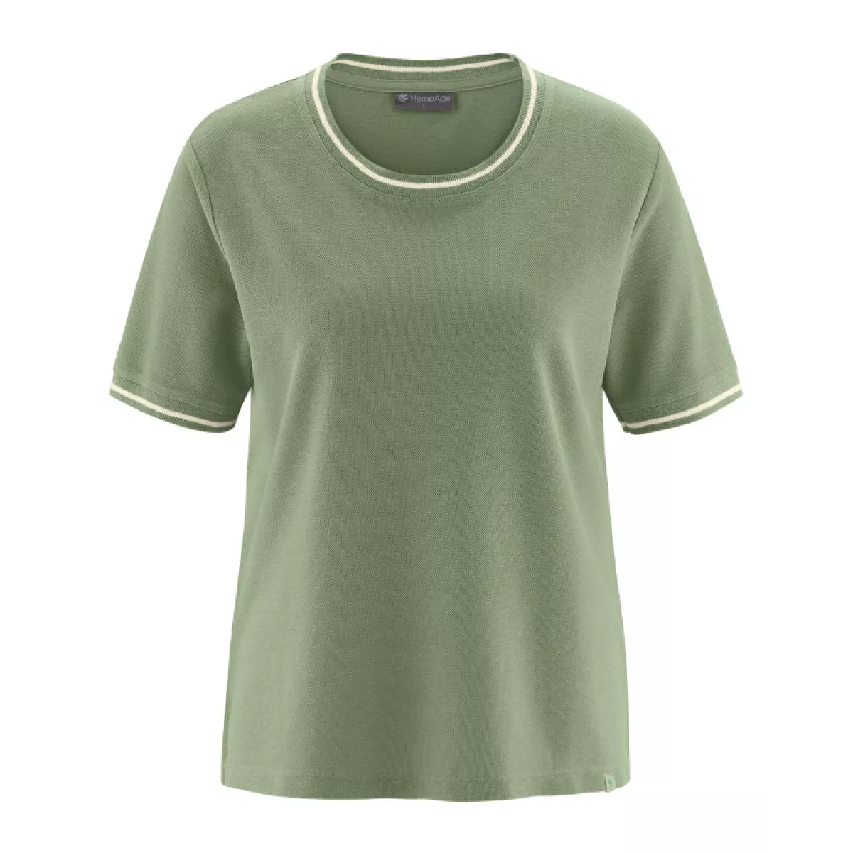 T-shirt femme liseret blanc tissus vert cactus