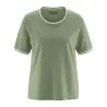 T-shirt femme liseret blanc tissus vert cactus