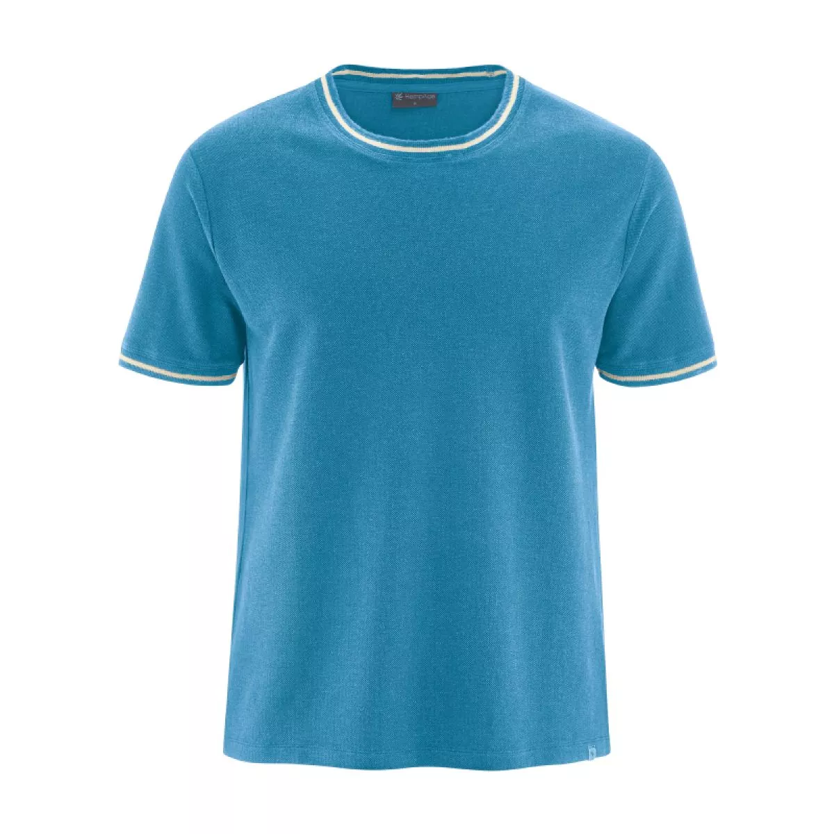 T-shirt bio uni avec liseret blanc bleu atlantic