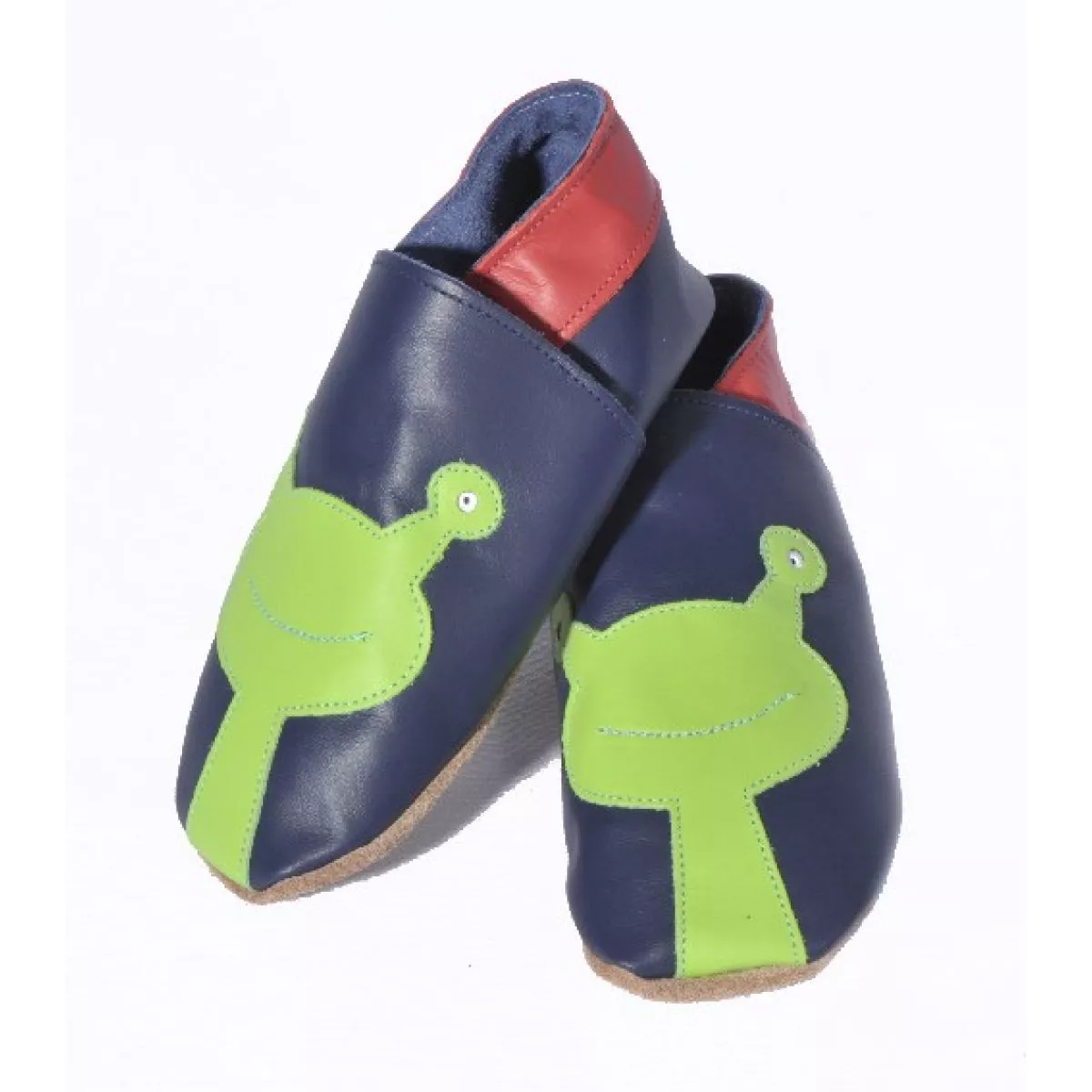 Chaussons cuir souple bleu marine Alien