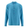 Chemise bio col droit bleu atlantic