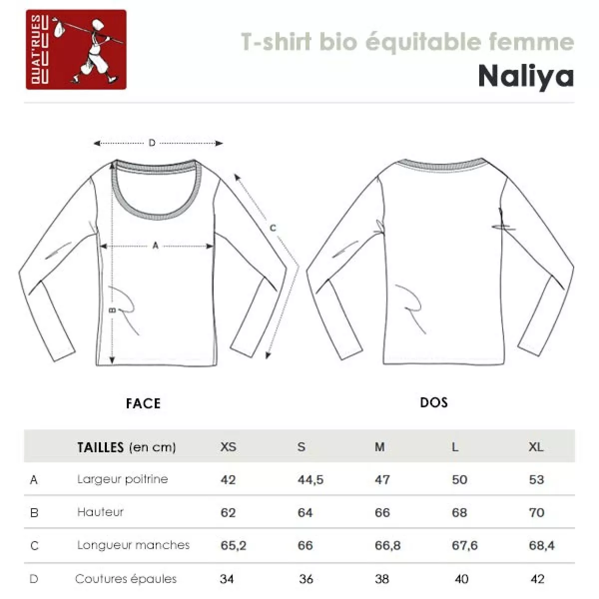 T-shirt manches longues "BE DIFFERENT", 100% coton bio