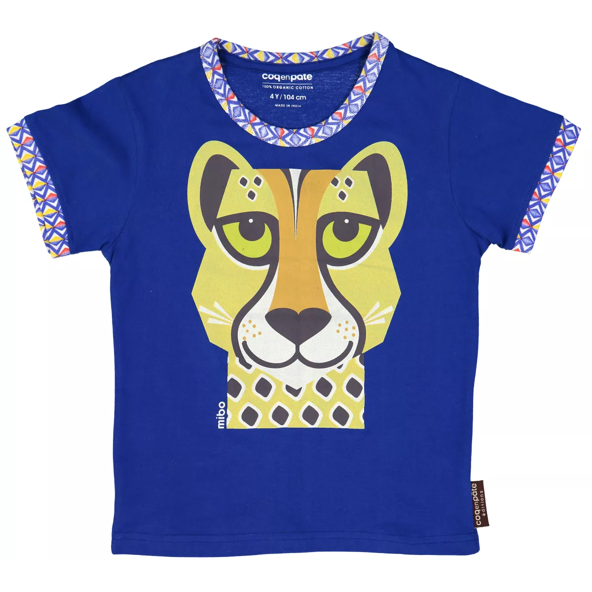 T-shirt coton bio bleu Guépard