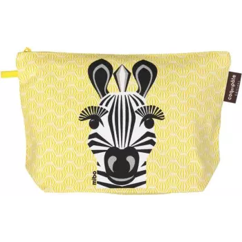 Trousse de toilette jaune en coton bio zèbre