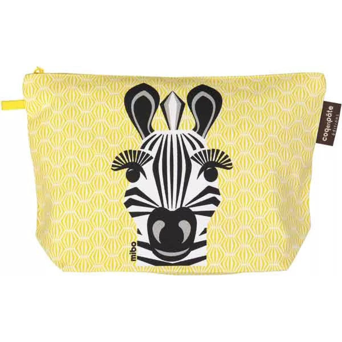 Trousse de toilette jaune en coton bio zèbre