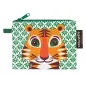 Porte monnaie tigre vert en coton bio