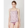 Débardeur femme rose en bambou imprimé fleurs 