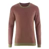 Pull col rond chanvre 2 couleurs rouge camel