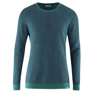 Pull col rond chanvre 2 couleurs bleu mer et turquoise