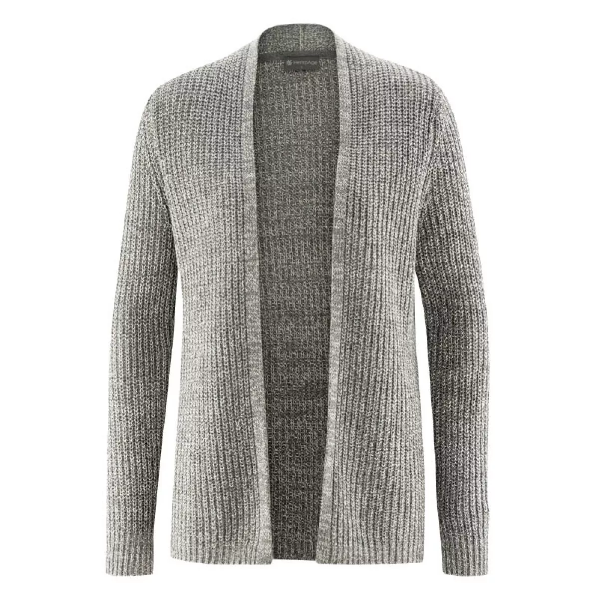 Cardigan sans bouton chanvre véritable et coton bio mélange gris noir