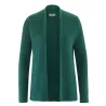 Cardigan sans bouton chanvre véritable et coton bio vert foncé