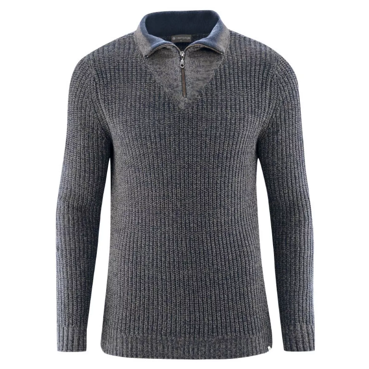 Pull col camionneur homme bleu gris