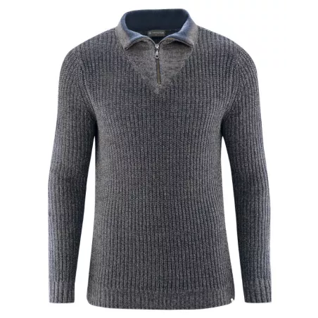 Pull col camionneur homme bleu gris