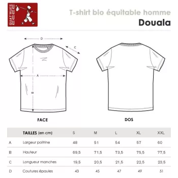 Guide des tailles t-shirt Quat'rues 4 éléments
